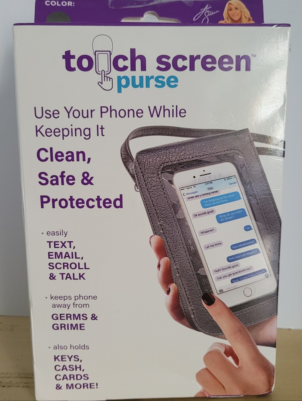 Touch Screen Crossbody Purse - Gray with Clear Window RFID Protected